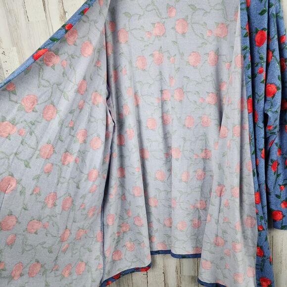 LuLaRoe Caroline Cardigan Sweater Blue Red Size 2XL - Picture 5 of 10